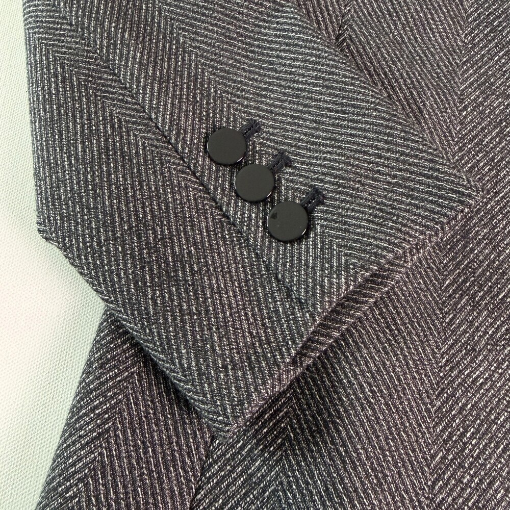 Calvin Klein Women's Herringbone Blazer, Sz 6, Gray Single Button Notched Lapel - Picture 5 of 16